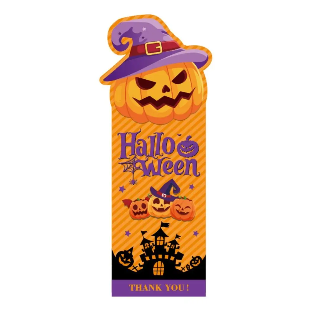 50PCS Multicolor Halloween Sealing Stickers Self-adhesive Cartoon Pumpkin Ghost Long Strip Stickers Back Adhesive Witch Castle