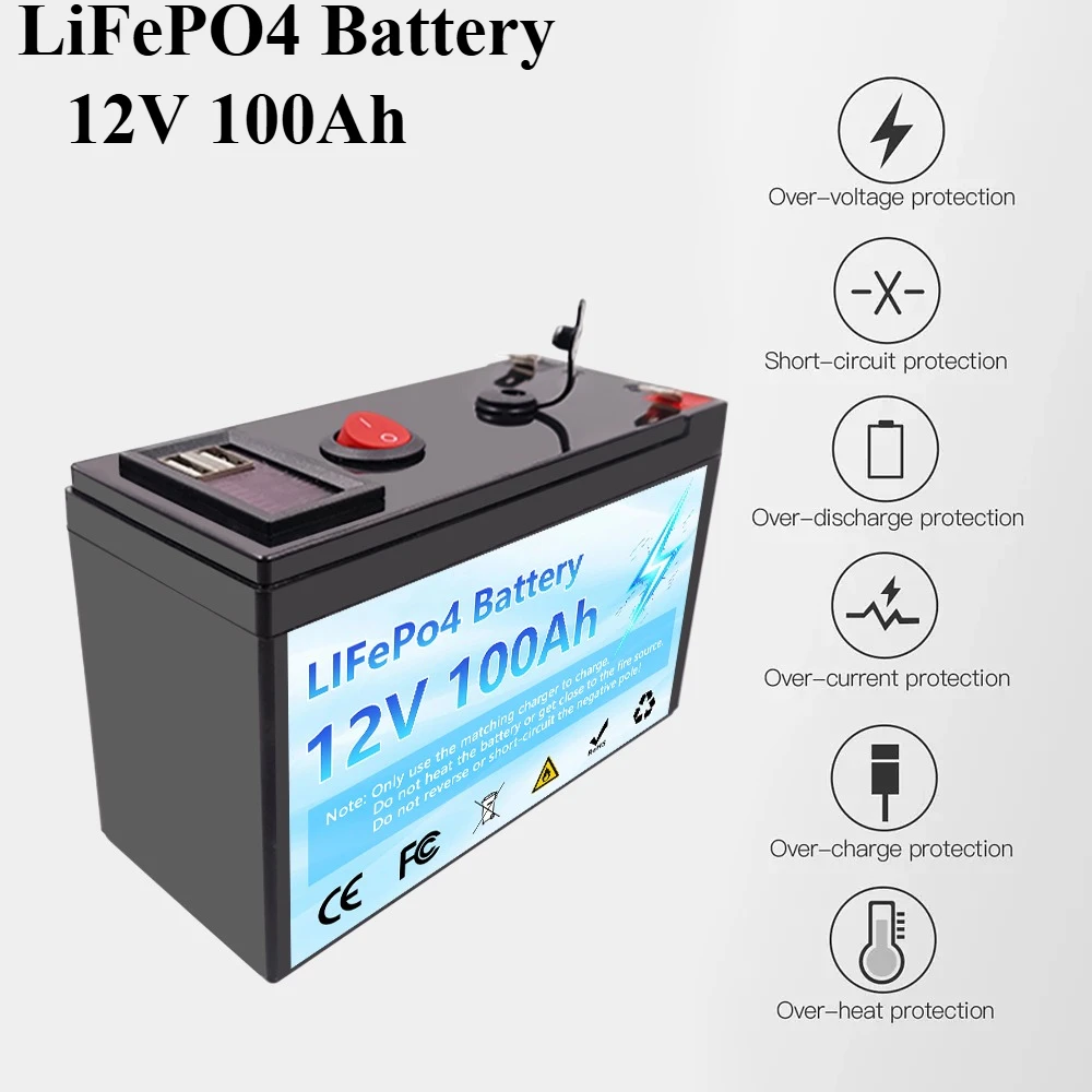

12V LiFePO4 120/150Ah Lithium BatteryDeep Cycles,for Power Wheels Toys,Scooter,Kayak Fish Finder,Solar Panel+12.6V 3A Charger
