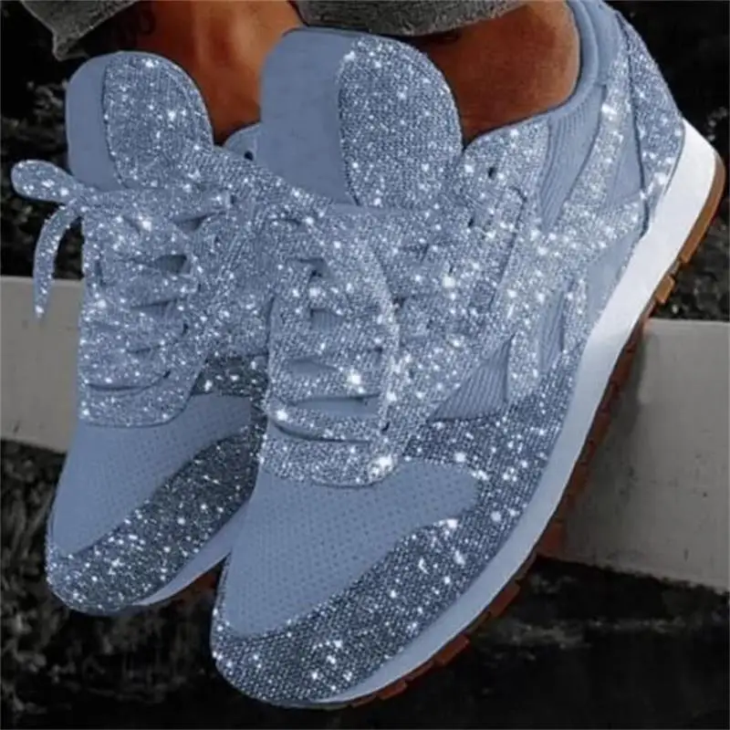 Women\'s Shoes Trend 2023 Sneakers Glitter Women Vulcanized Shoes Female Height Increase Chunky Sneaker Running Sparkling Shoes