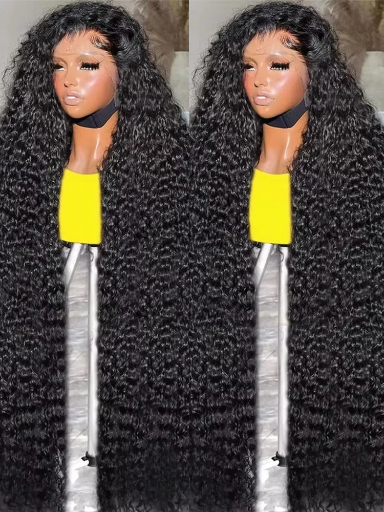 40 46 بوصة المياه مجعد 13x6 HD الدانتيل الباروكة الأمامية شعر الإنسان موجة عميقة البرازيلي 13x4 الدانتيل شعر مستعار أمامي للنساء قبل قطعها 250%