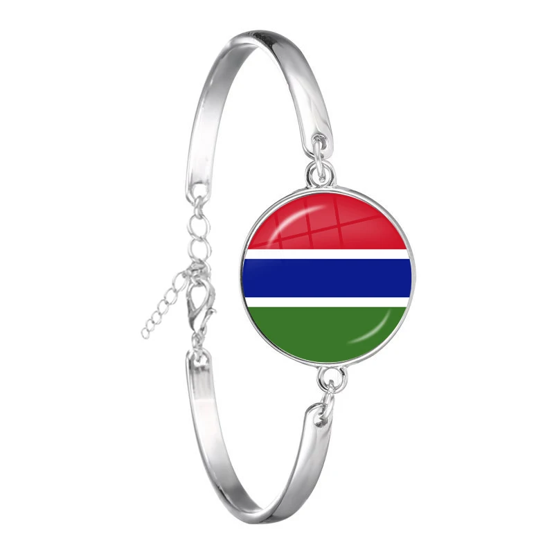 Djibouti,Uganda,Gambia,Congo,Gabon,Comoros,Lesotho,Somalia,Bulgaria National Flag Glass Cabohcon Bracelet For Women Men Gift