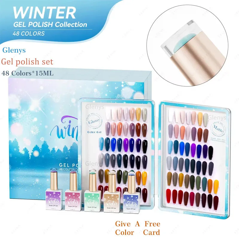 

Glenys autumn and winter 48 color high-end gel nail polish set with color display book immersion long-acting UV LED gel varnish