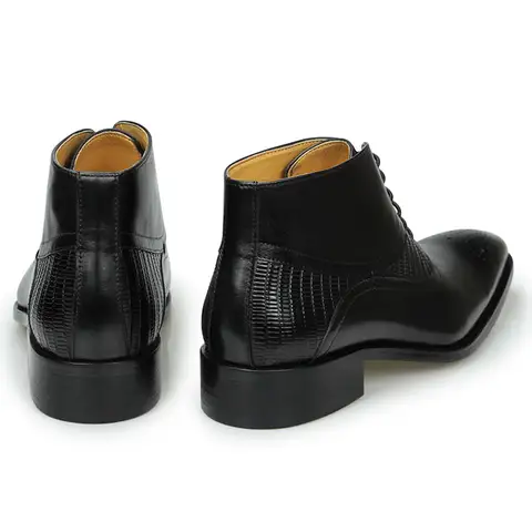 BusinessMen Ankle Boots Handmade With Genuine Cowhide Leather Matches Office Dress Suits Oxford Social Lace Up Male Fashion Boot