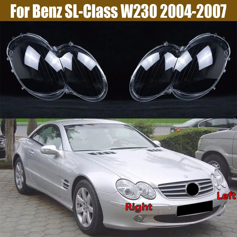 Para benz sl-class w230 2004-2007 tampa do farol do carro capa de lâmpada abajur caso lente de vidro tampas de luz automática