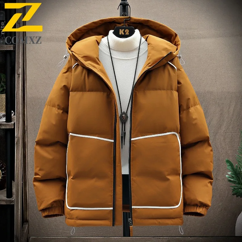 COMXZ Classic Down Jacket Men New Premium Hooded Outdoor Travel Thickened Warm Down Coat Street Lightweight Autumn Winter Coat