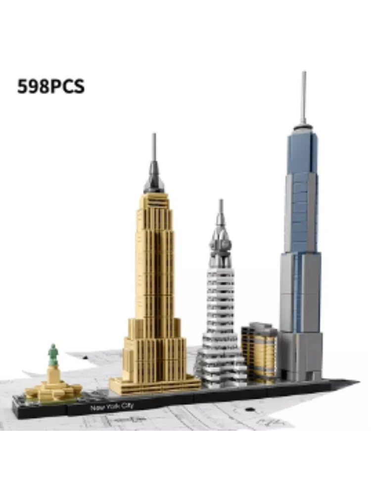 MOC 21033 Chicago 444 Buildings Over Ten Years, Skyline Architecture Series, Classic Model Assembly, DIY Children's Toy Gifts