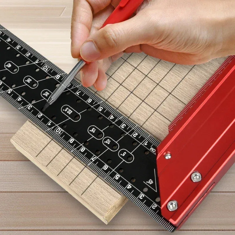 L Shape Ruler Aluminum Alloy Multi Angle Square Carpentry Parallel Scribing Tool