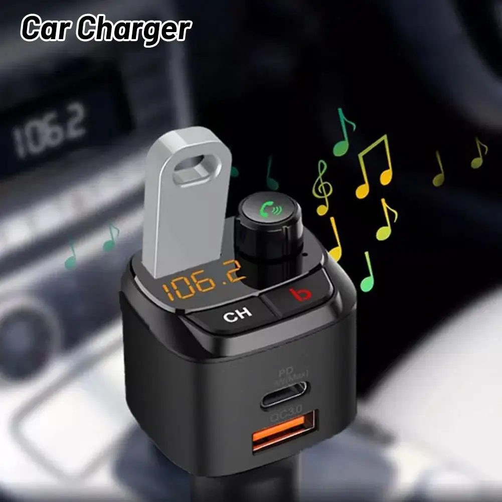 NEW Bluetooth Car FM Transmitter Handsfree MP3 Music Player PD18W QC3.0 Super Fast Charge Adapter Type-C FM Modulator Transmitte