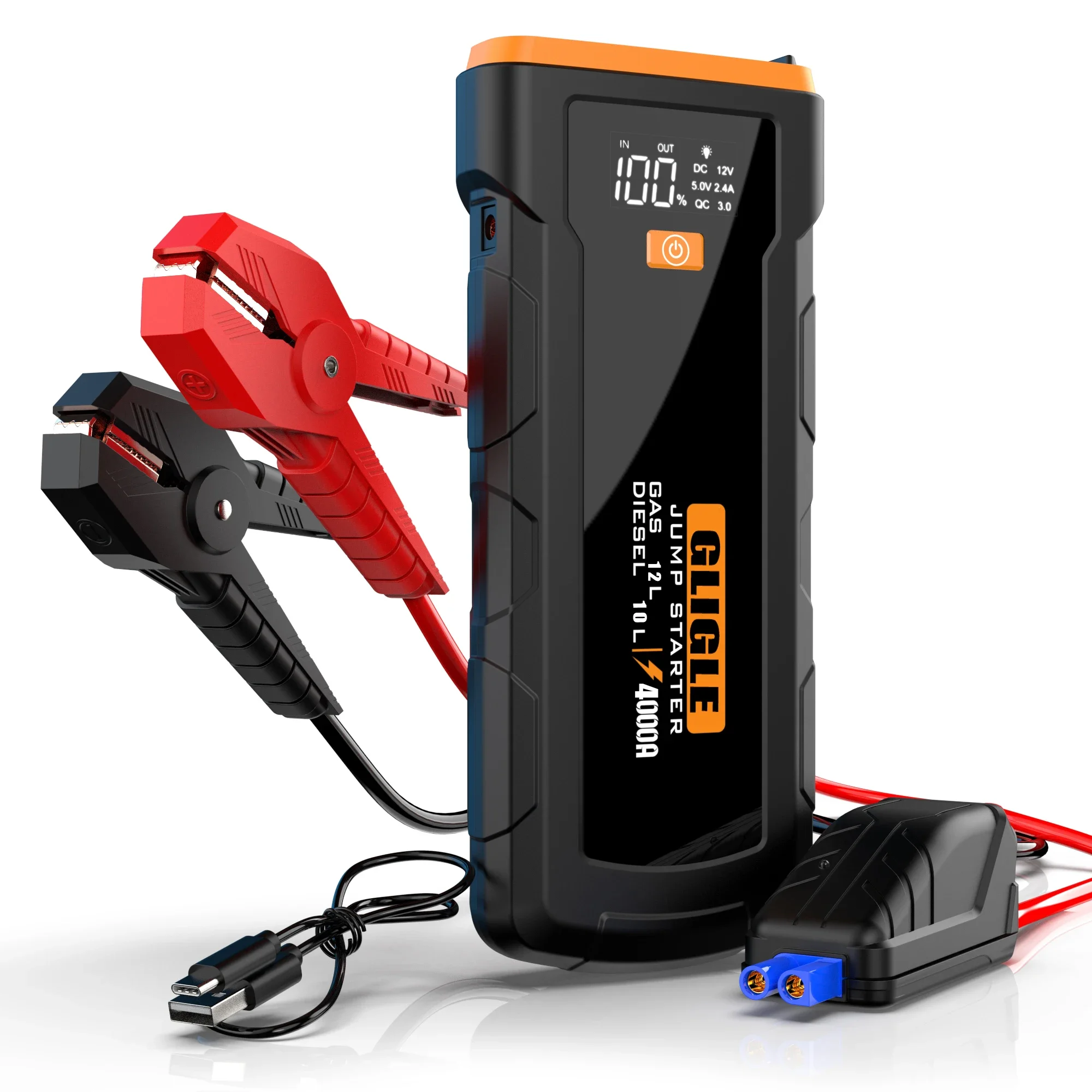 24000mAh Gt 4000 Car Jump Starter For 12L Gas Cars And Diesel Trucks