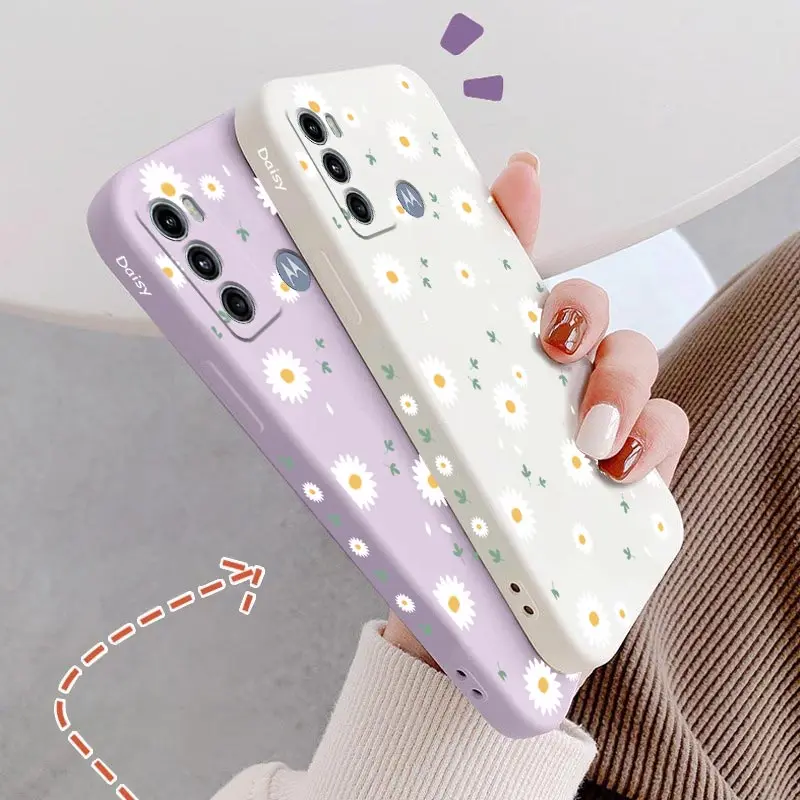 G60 Deciduous Daisies Silicone Phone Case For Motorola Moto G60 G62 G60S G40F G54 G52 G42 G72 G84 G34 G24 G14 G13 G100 G82 Cover
