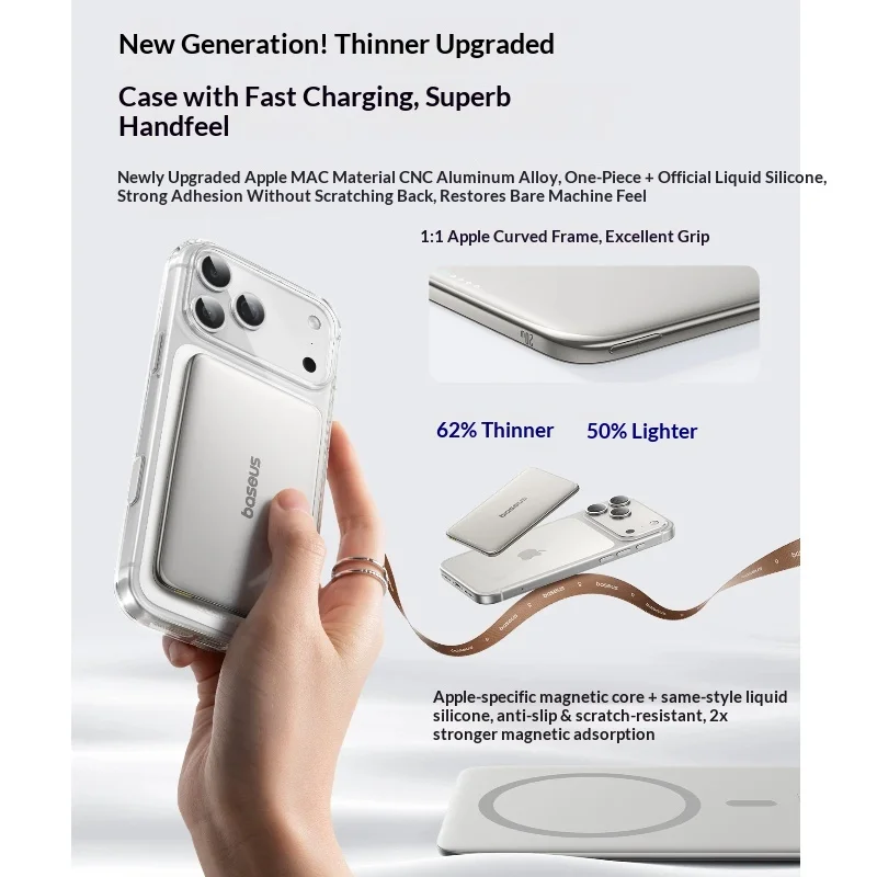 Baseus Magnetic Wireless Power Bank Ultra-Slim and Portable 5000mAh/10000mAh Airplane-Approved Compatible with iPhone and Xiaomi