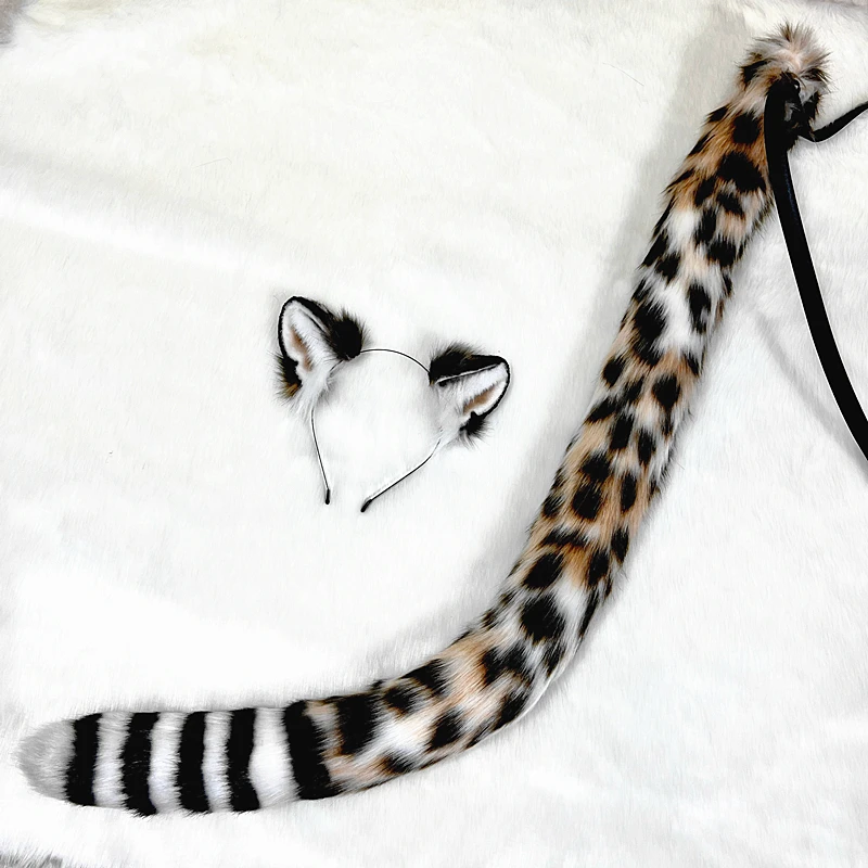 Custom Made Halloween Christmas Cosplay Prop Anime Beast Anmal Cheetah Panther Leopard Ears Tail Hairhoop Headwear Headband Prop