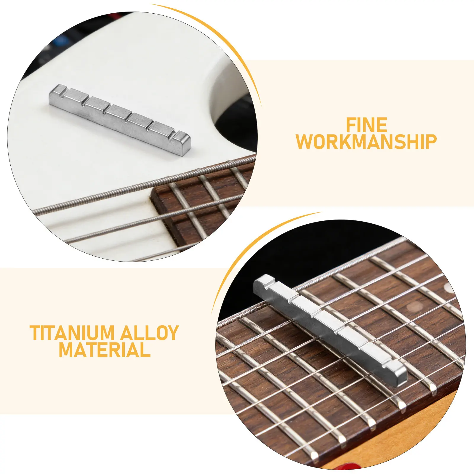 1.69" Titanium Alloy Pre-Slotted Nut Flat Bottom For St Electric Bass - Enhanced String Stability - Bass Replacement Part view 4