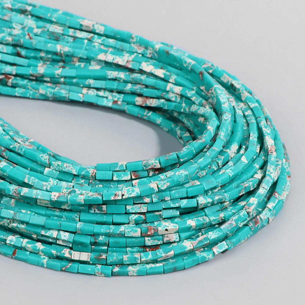 Blue Imperial Jasper Beads Fancy Square Shape Stones Loose Beads Used For Women Jewelry Making DIY Component Wholesale