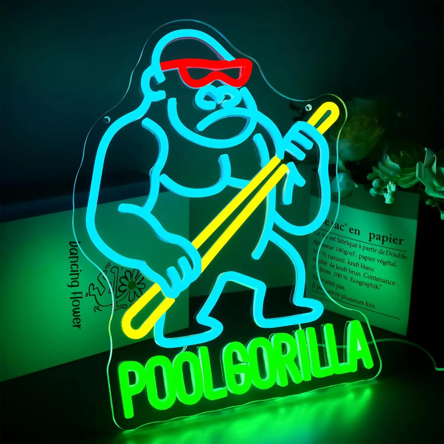 

﻿ Billiard Pool Gorilla LED Neon Sign USB Dimmable Neon Light Sign for Gameroom Bedroom Bar Livingroom Party Gift Wall Decor