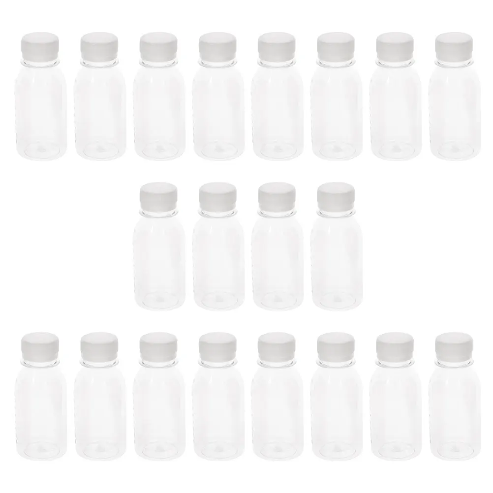 

20 Pcs Small Transparent Juice Containers Plastic Mini Travel Milk Bottles Empty Reusable Drink Beverage Bottle