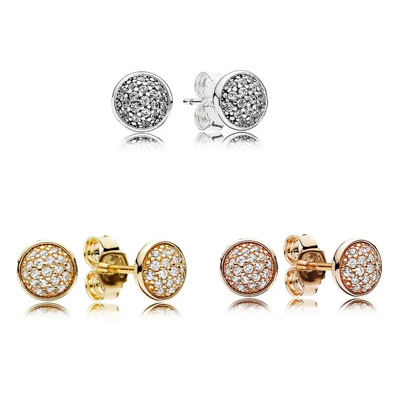 

Original Sparkling Dazzling Droplets With Crystal Stud Earrings For Women 925 Sterling Silver Wedding Gift Fashion Jewelry