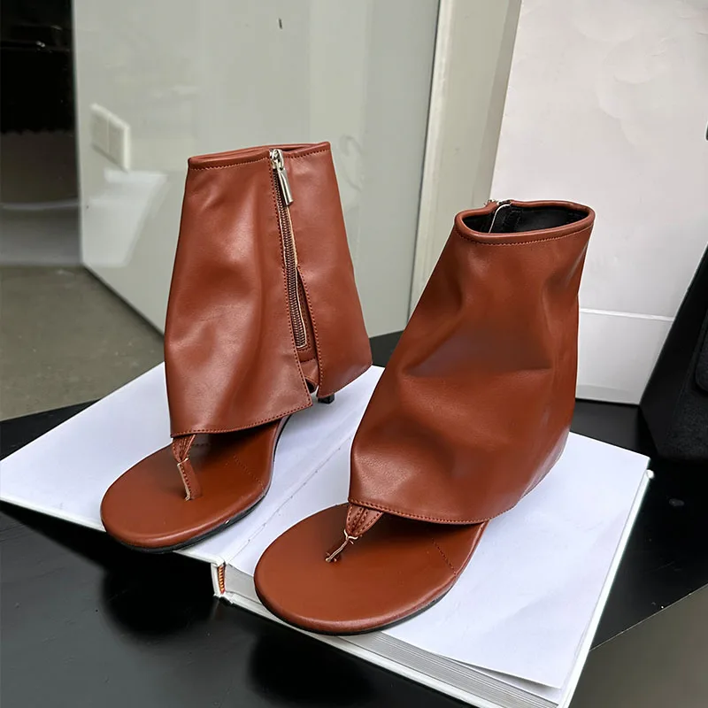 Sandalias de tacón bajo a la moda con punta abierta para mujer