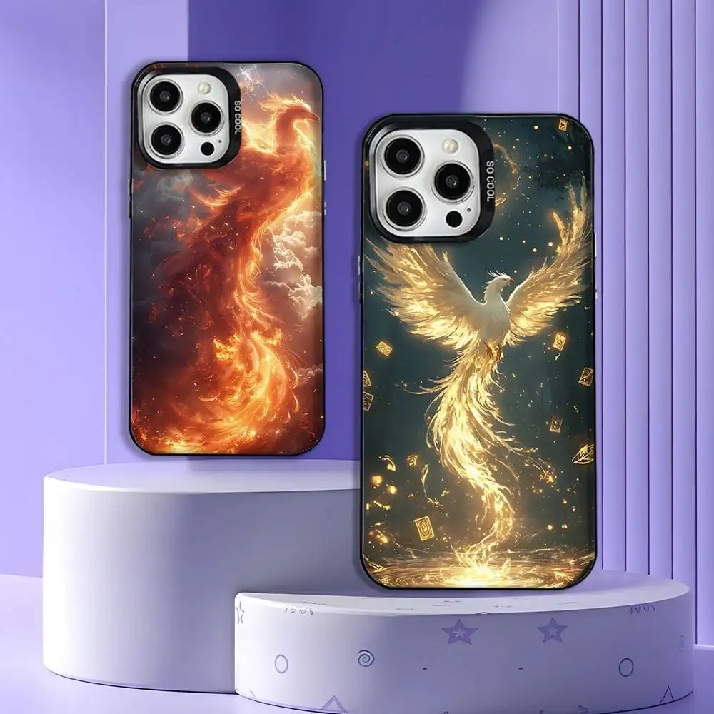

Cool Phoenix Phone Case For iPhone 16,15,14,13,12,11,Mini,Pro,E,MAX Gray Matte Silicone Black Cover