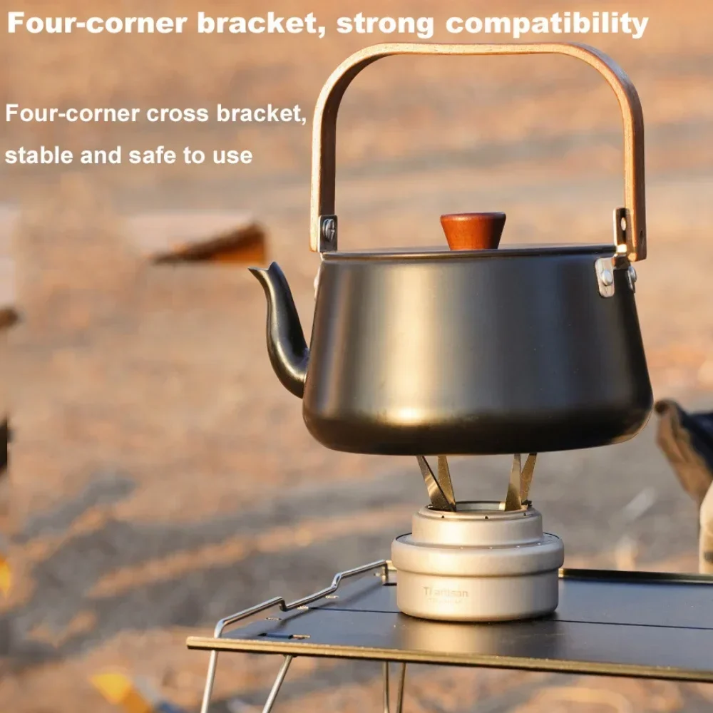 الكحول موقد وعاء حامل غلاية المياه المحمولة حامل انفصال أربعة ركن غلاية قوس التخييم في الهواء الطلق اكسسوارات أداة