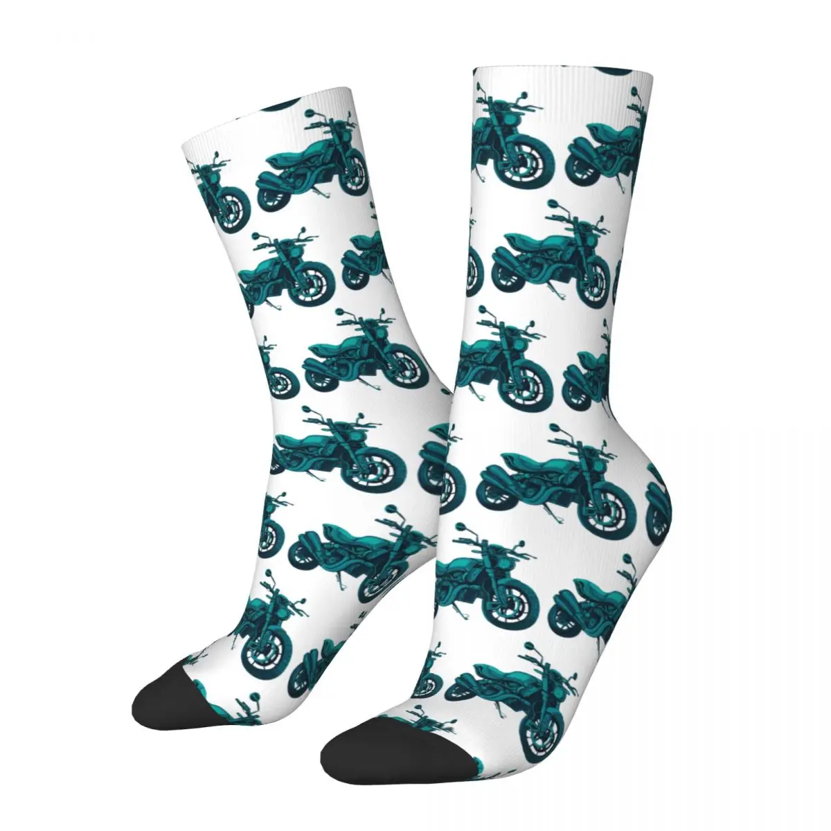 Calcetines azules de motocicleta para hombre y mujer, medias absorbentes de sudor, calcetines largos para todas las estaciones, accesorios para regalo de cumpleaños, Harajuku