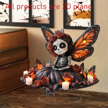 哥德式萬聖節亡靈節骷髏女孩擺件,家居節日派對裝飾,2D扁平蝴蝶飾品 10 最佳銷售 歌德式房間 - №1