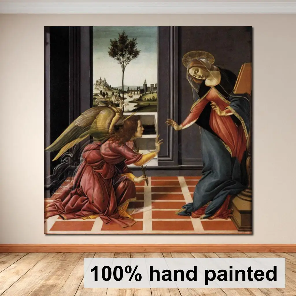 Handmade Canvas Art Cestello Annunciation by Sandro Botticelli Classical Religious Oil Painting Modern Home Decor High Quality