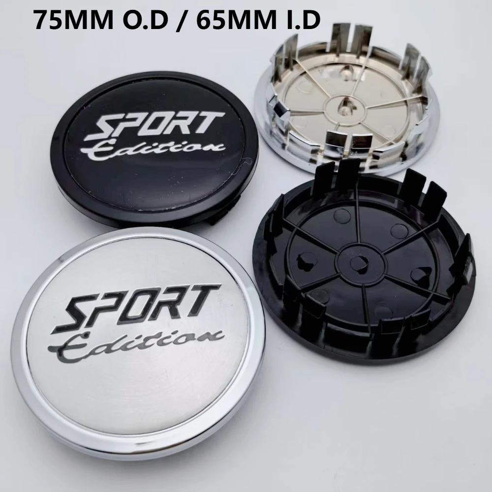 

4pcs Sport Edition Logo Badge Emblem Car Wheel Center Caps 75MM Clips 65MM Wheels Hub Dust Cap Rim Hubcaps Cover Car Accessories