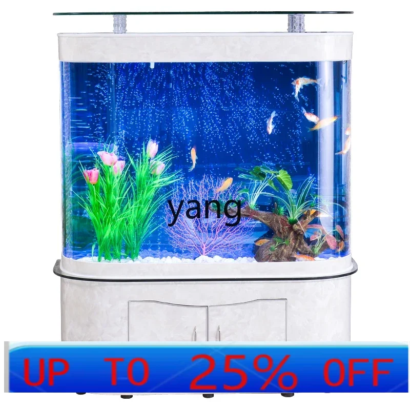 

LTT double round fish tank ecological glass water-free aquarium against the wall