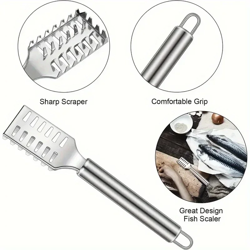 Fish Scaler Stainless Steel, Premium Fish Scale Remover Integrated Casting, Duty Sawtooth Fish Descaler Tool, Fishes Scaler Tool