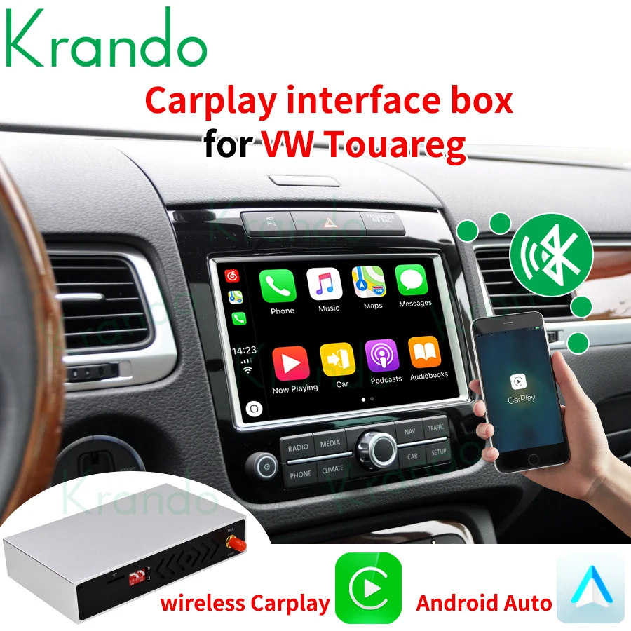 Krando Upgrade  Android Auto Wireless Apple CarPlay Module Box For Volkswagen Touareg Reverse Camera Interface  Mirror Link