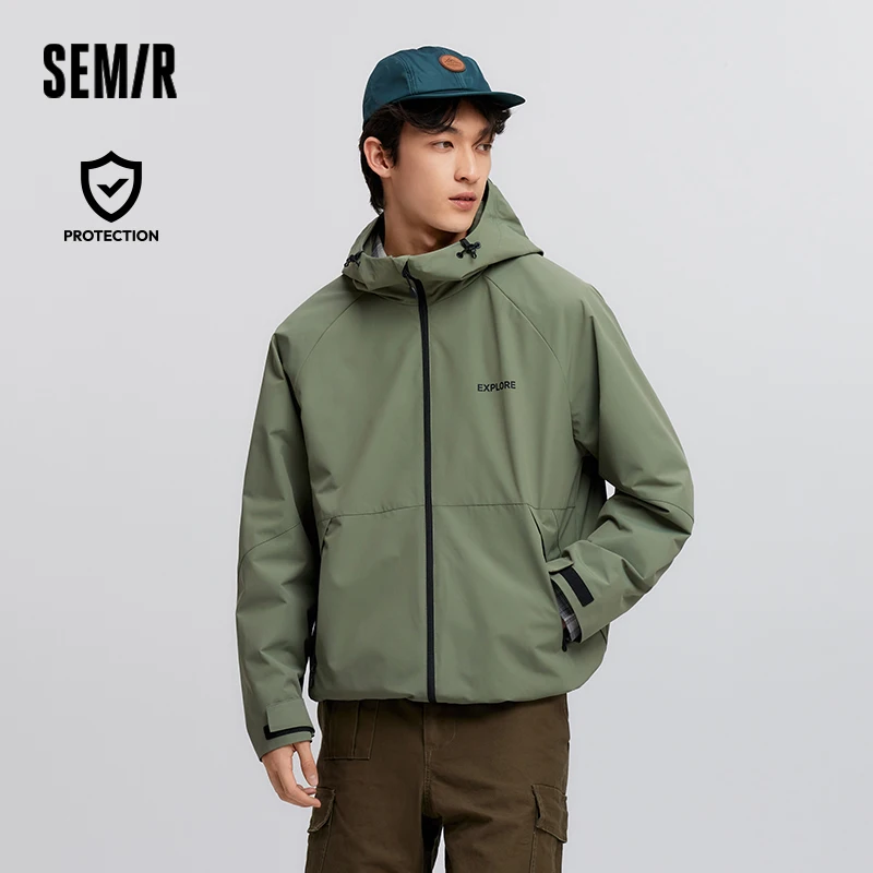 Semir Jacket Men Three-proof Windproof 2025 Spring New Hooded Top for Outdoor Hiking