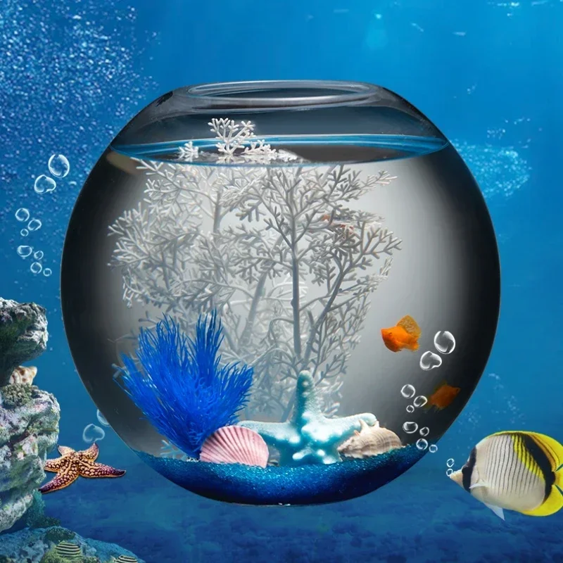 

Thickened Glass Fish Tank Living Room Small round Fish Globe Creative Desktop Ecological Home Aquarium