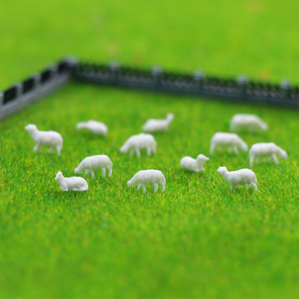 10Pcs 1:87 Model Sheep White Farm Animals Sheep HO Scale Model For Train Doll House Room Box Farm Animals Model