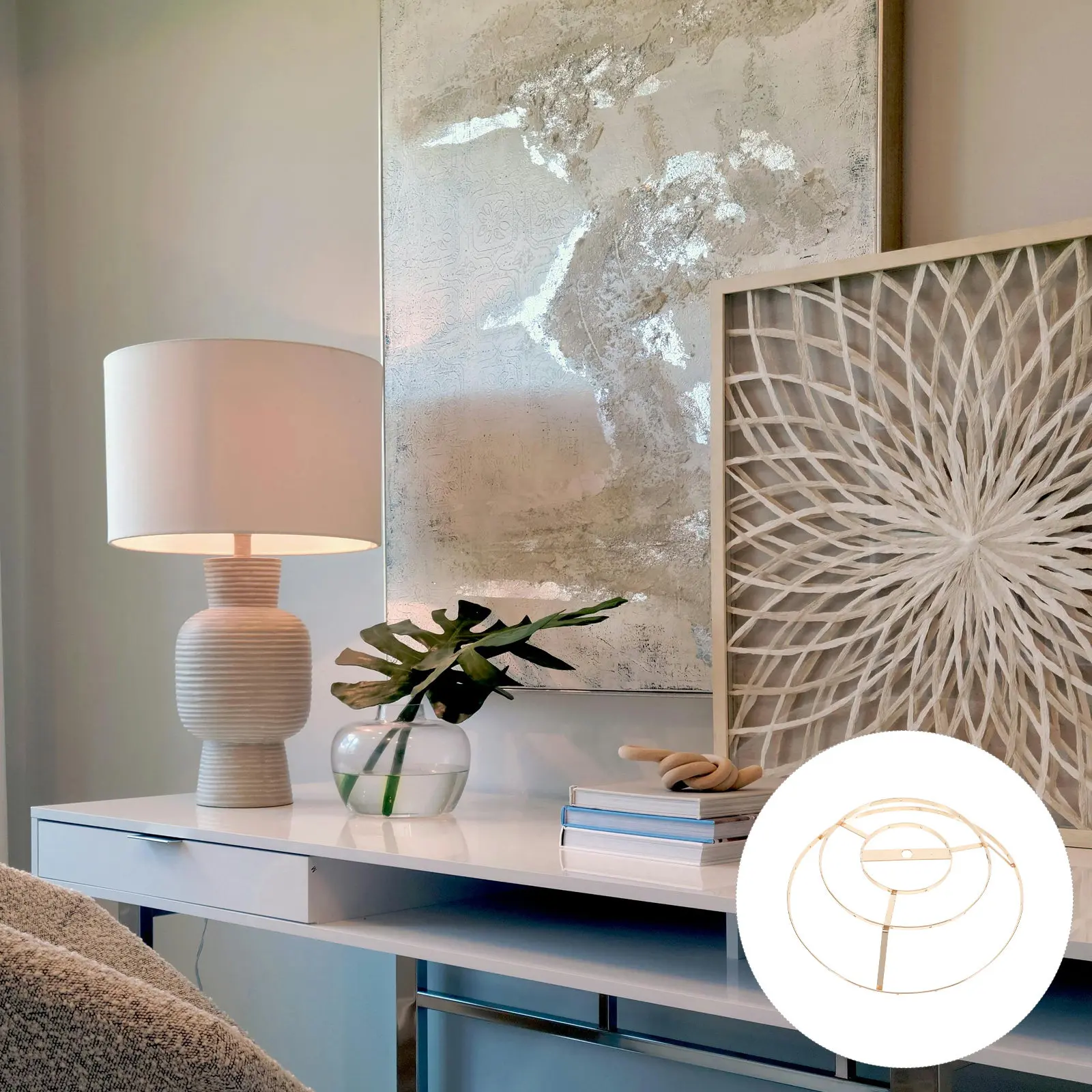 Double Ring Lampshade Frame Metal Table Lampshade Frame DIY Lamp Shade Rack Home Decor Light Fixture Accessory Strong Iron Build