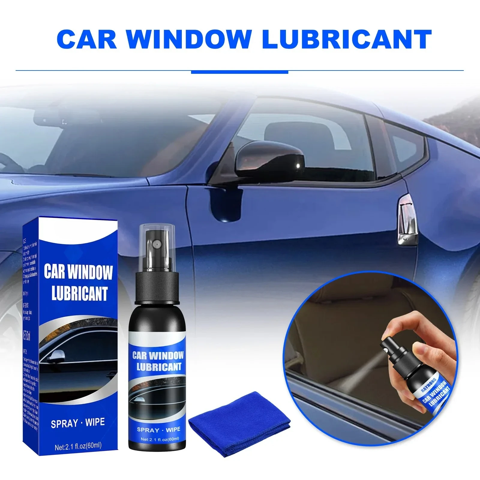 Track Lift Glass 60ml Car Window Lubricant Spray Abnormal Sunroof Noise Eliminating Sealing Strip Rubber Lubricating Liquid