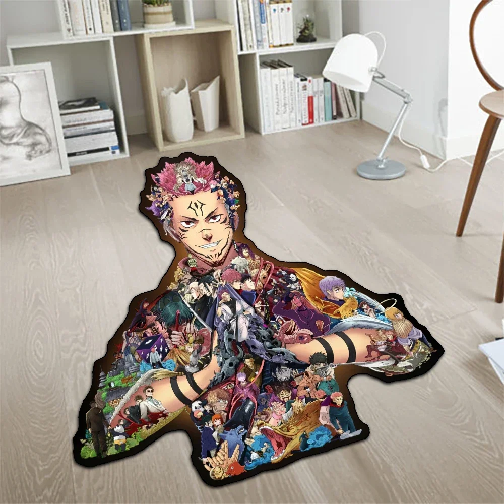 Custom Irregular Anime Rug Jujutsu Kaisen Gojo Satoru Sukuna Toji Wall Art Handmade Carpet Area Rug for Home Decor