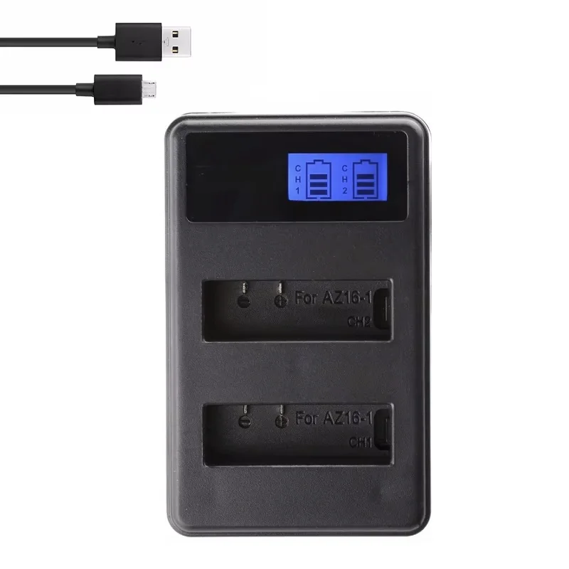 Двойное зарядное устройство LCD для аккумуляторов Xiaomi YI 2 4K 4K+ AZ16-1/AZ16-2 Lite, аксессуары для экшн-камер, перезаряжаемая батарея