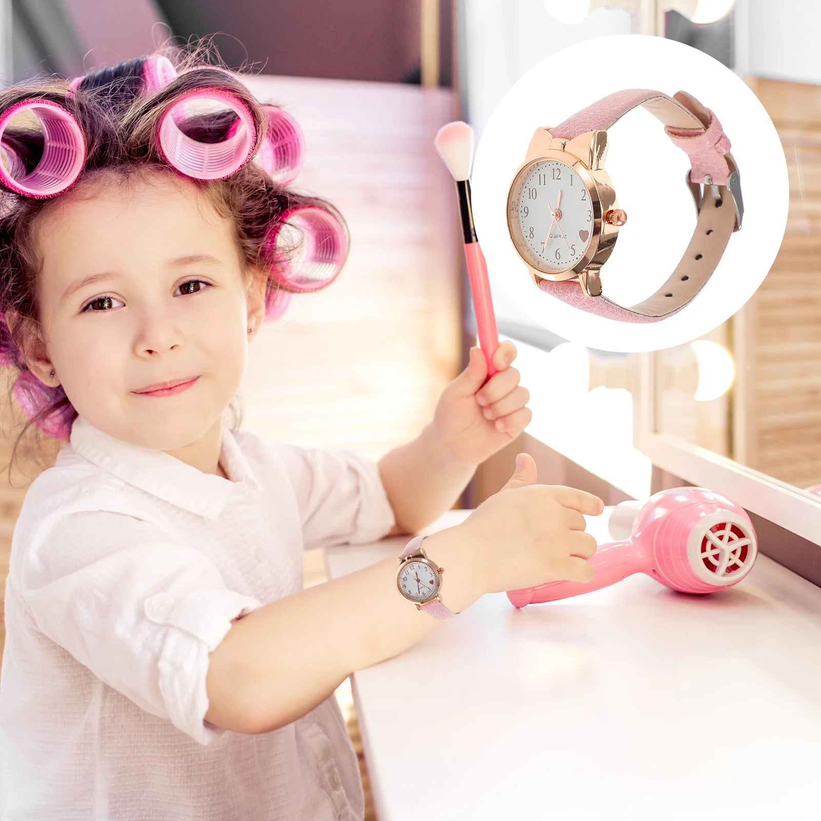 

Светящиеся часы для девочек, регулируемый ремешок, легко читаемый циферблат, повседневные наручные часы, милые детские часы для школы и повседневного использования