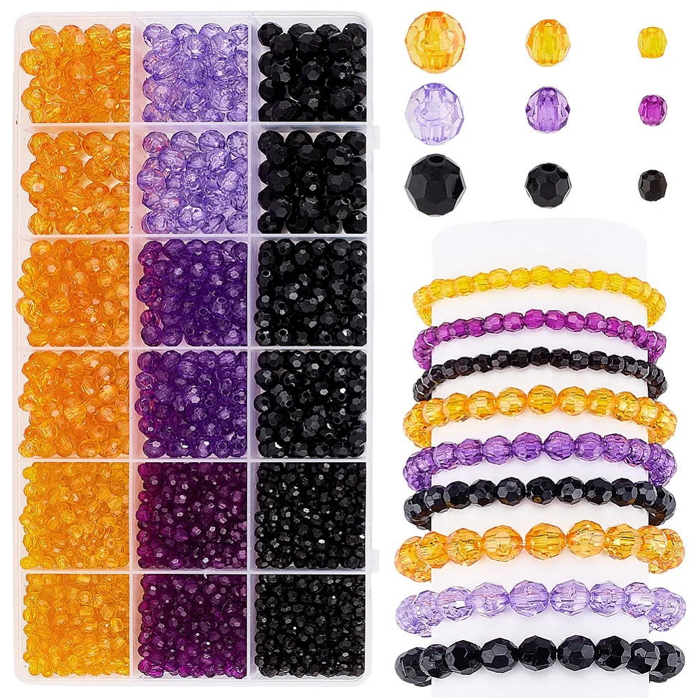 

1590Pcs Transparent Acrylic Beads Mixed Shapes Faceted Mixed Color 4~8mm