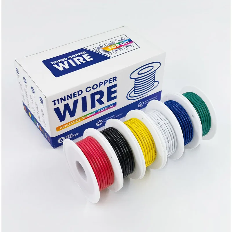 1007 PVC Electronic Wire 30awg 28awg 26awg 24awg 22awg 20awg 18awg 16awg Tinned Copper PCB Wire DIY（6 Colors Mix Kit）