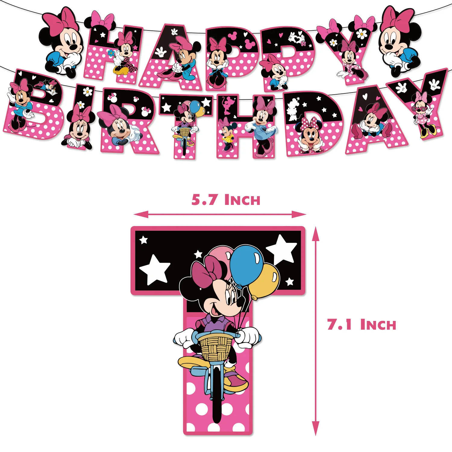 Disney minnie ,stitch,Lightning McQueen anime merchandise banners, Party Supplies, Happy Birthday Banner, Party Scene Decoration