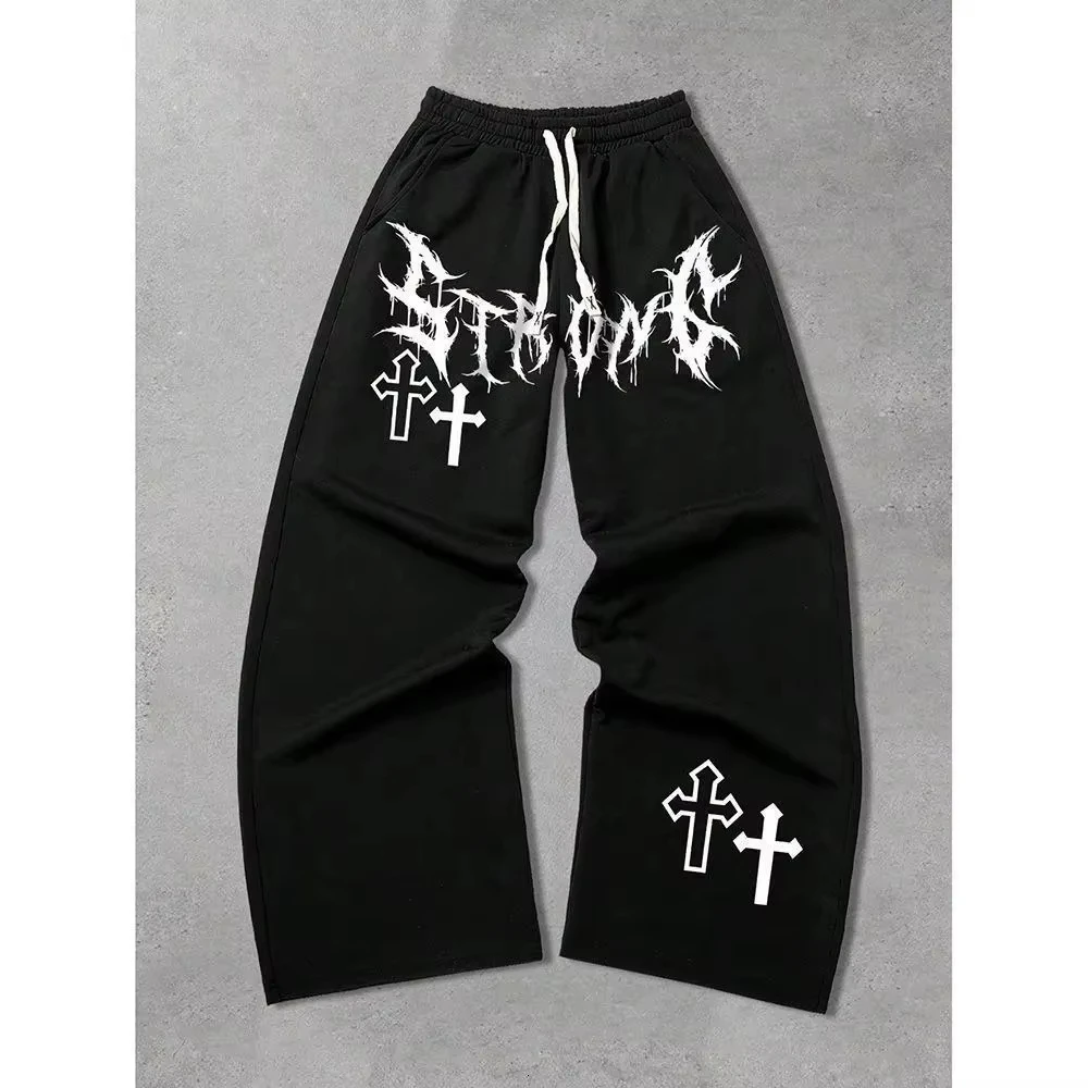 Men Women Straight‑Leg Long Pants,3D Angel Gothic Sword Graphic Quick Dry Trousers,Punk Street Style Elastic Waist Sports Pants