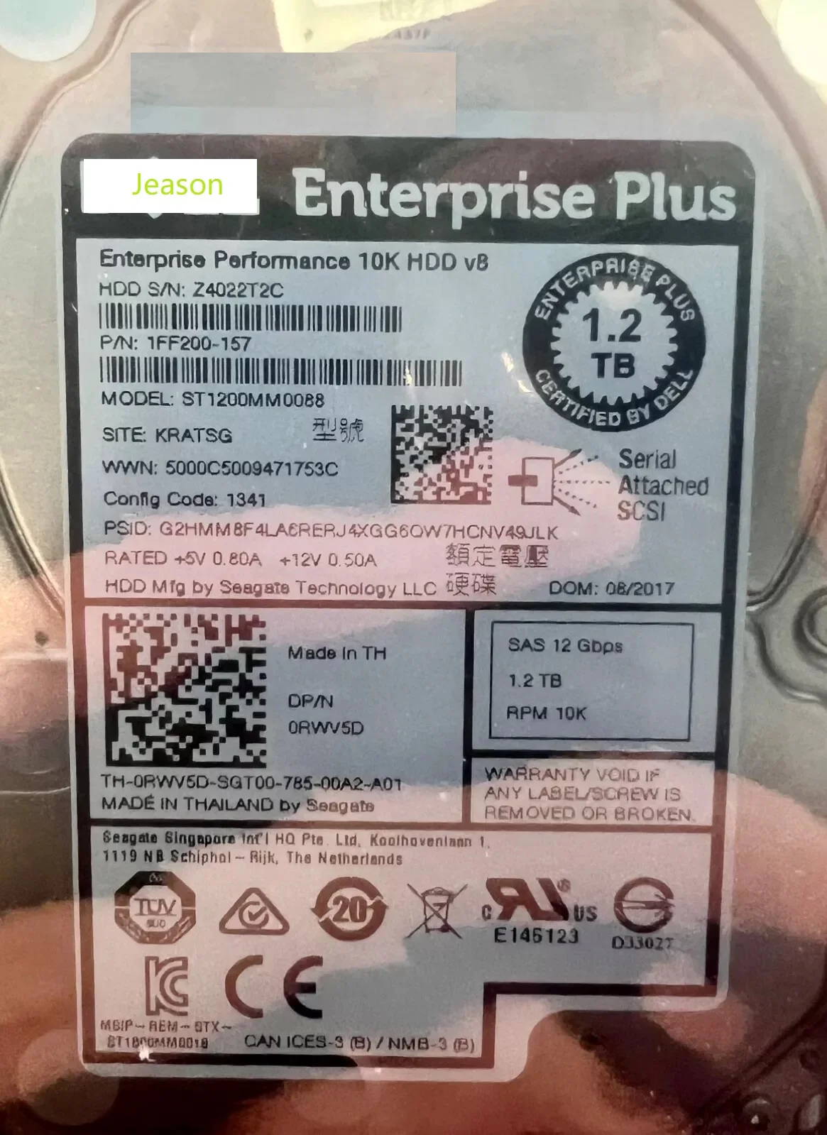 

New FOR DELL SC 0RWV5D EQUALLOGIC 1.2TB 10K 12Gbps 2.5" SAS Hard Drive ST1200MM0088