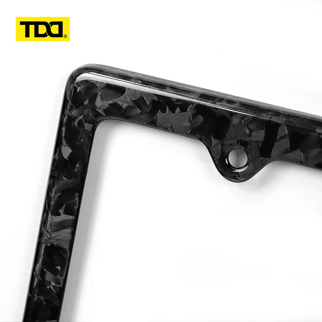 TDD Forged Carbon Fiber License Plate Protection Framework License Plate Frame Holde for American 2 Hole Number Plate Decoration