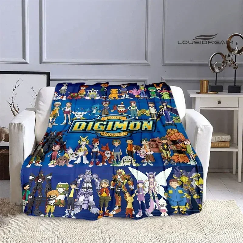 

Digimon cartoon Printing blanket Flange Warm blanket picnic blanket Home travel blanket bed linings Birthday Gift
