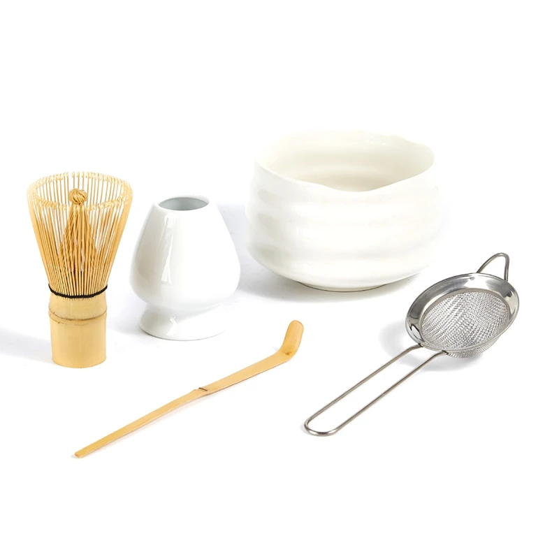 ABHG 5PC Fatti A Mano Casa Set Da Tè Matcha Strumento Stand Kit Ciotola Matcha Frusta Paletta Da Tè Frusta Da Tè Frusta Porta Frusta Chazhen Supporto Imbuto