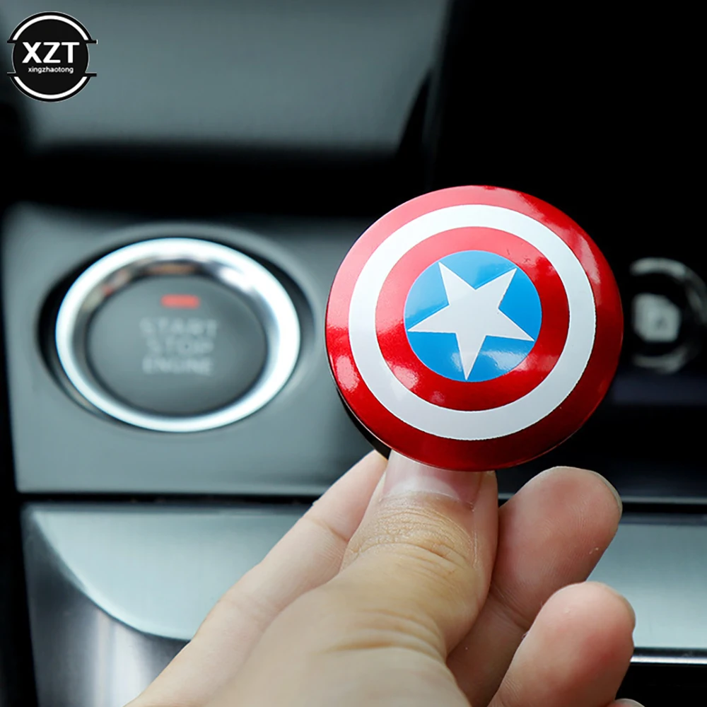 3D Superhero Car Interior Engine Ignition Protection Cover Switch Start Stop Button Protect Cover Decorative Sticker Accessories