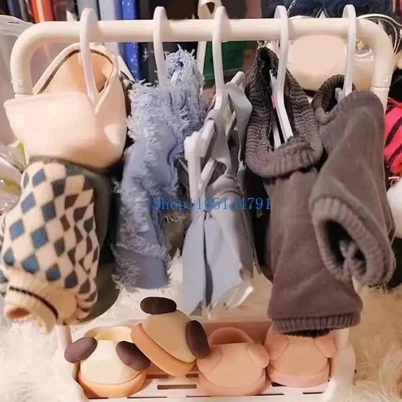 رف ملابس مصغر عملي بطول 98 كم مع 10 شماعات لدمى 15 سم 20 سم آمنة للأطفال منظمي تخزين مسرح الأطفال الاستخدام اليومي