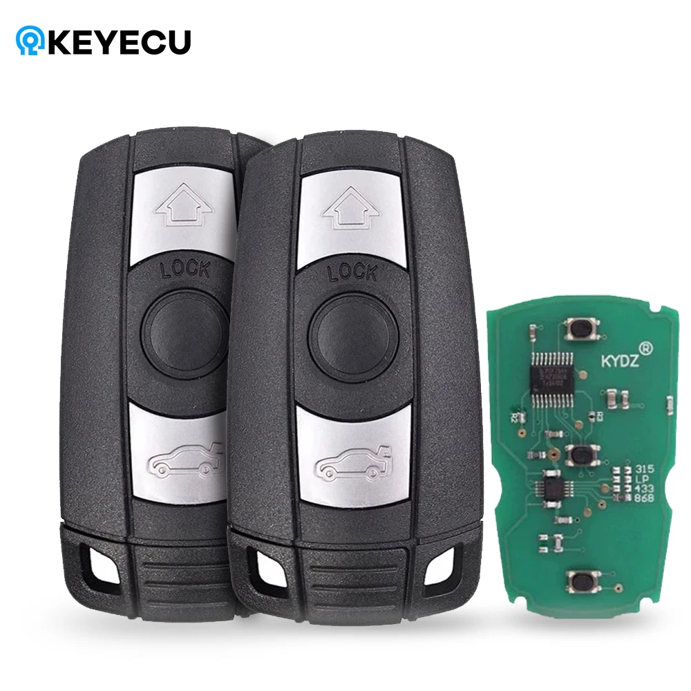 

2× KYDZ CAS3 PCF7953 Chip Smart Remote Key Fob 3 Buttons 315LP 315MHz 433MHz 868MHz for BMW E60 E61 E90 1 3 5 6 7 Series